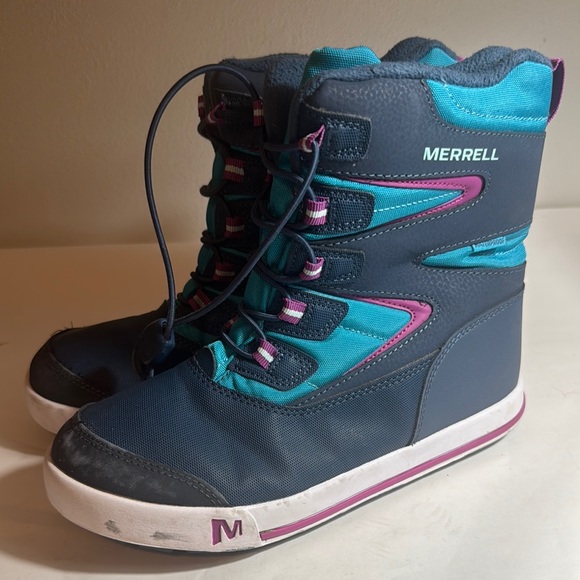 Merrell Other - Used Merrell Kids' Blue and Pink Winter Boots size 5M